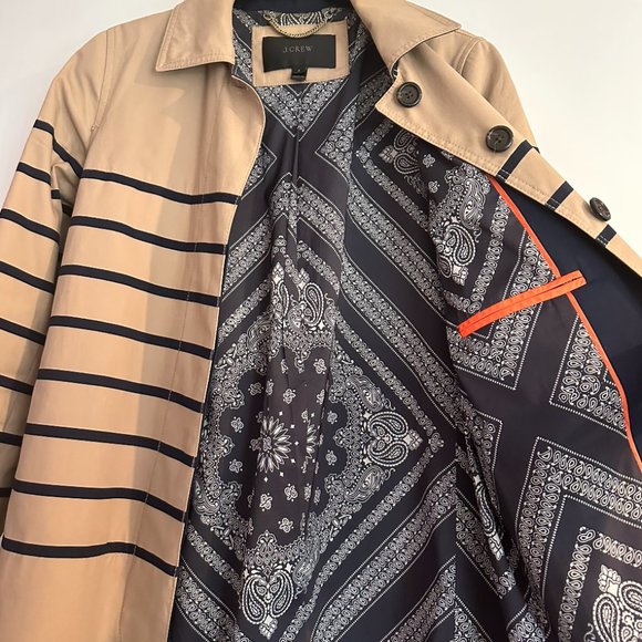 J Crew Collection stripe trench coat sz 2 - Picture 1 of 6